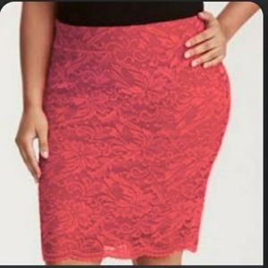 Red lace skirt